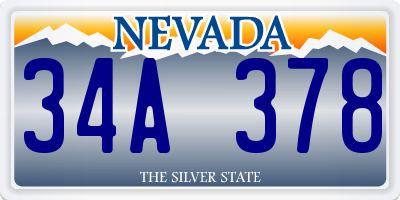 NV license plate 34A378