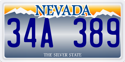 NV license plate 34A389