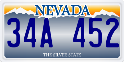 NV license plate 34A452
