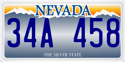 NV license plate 34A458