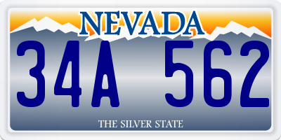 NV license plate 34A562