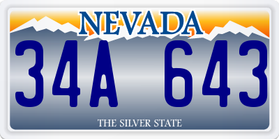 NV license plate 34A643
