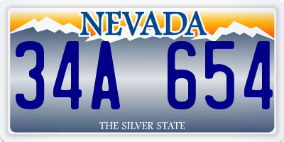 NV license plate 34A654