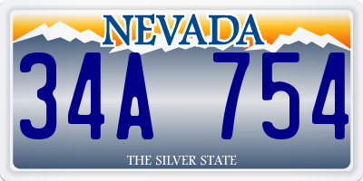 NV license plate 34A754
