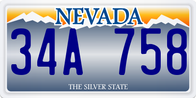 NV license plate 34A758