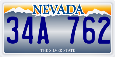 NV license plate 34A762