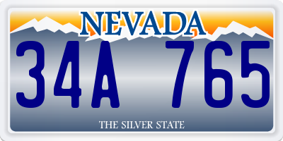 NV license plate 34A765