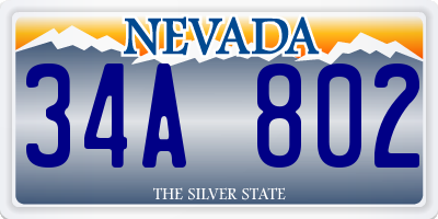 NV license plate 34A802