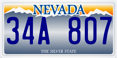 NV license plate 34A807