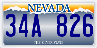 NV license plate 34A826