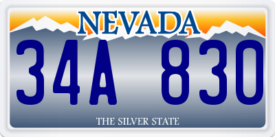 NV license plate 34A830
