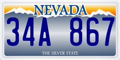 NV license plate 34A867