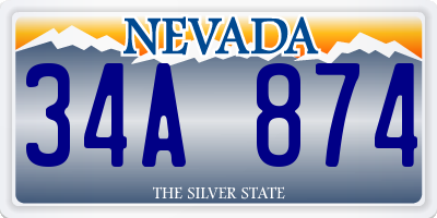 NV license plate 34A874