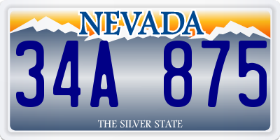 NV license plate 34A875