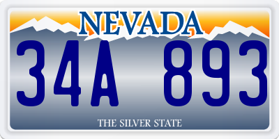 NV license plate 34A893