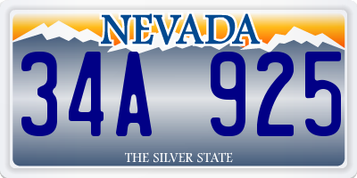 NV license plate 34A925