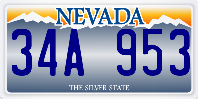 NV license plate 34A953