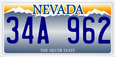 NV license plate 34A962