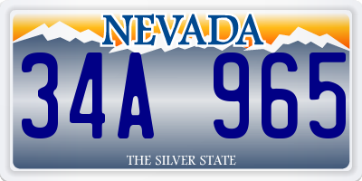 NV license plate 34A965