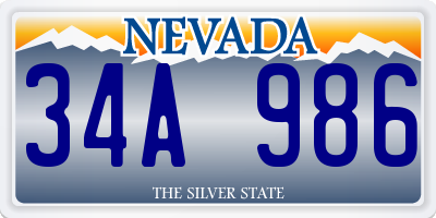 NV license plate 34A986
