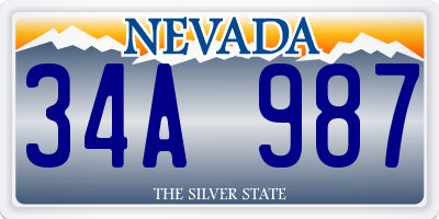 NV license plate 34A987