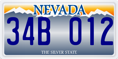 NV license plate 34B012