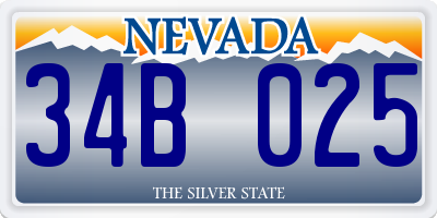 NV license plate 34B025