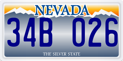 NV license plate 34B026