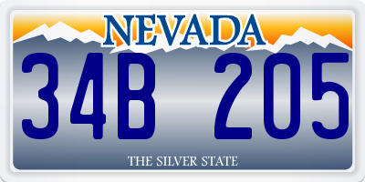 NV license plate 34B205