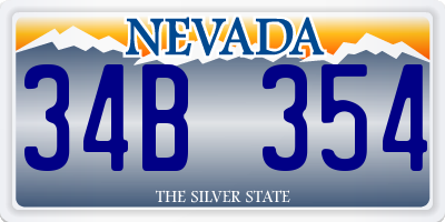 NV license plate 34B354