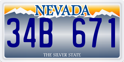 NV license plate 34B671