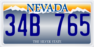 NV license plate 34B765
