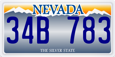 NV license plate 34B783