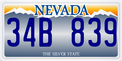 NV license plate 34B839