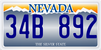 NV license plate 34B892