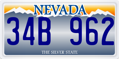 NV license plate 34B962