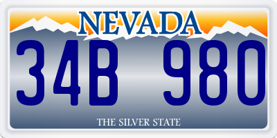 NV license plate 34B980