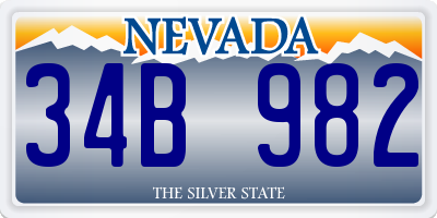 NV license plate 34B982