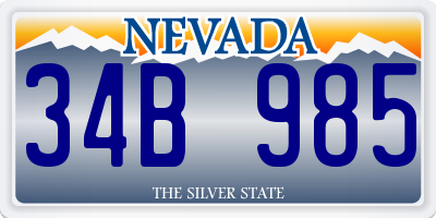 NV license plate 34B985