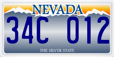 NV license plate 34C012