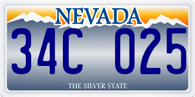 NV license plate 34C025