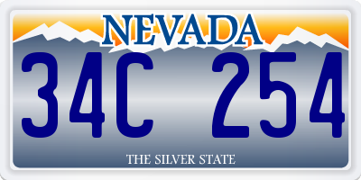 NV license plate 34C254