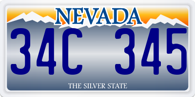 NV license plate 34C345