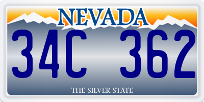 NV license plate 34C362