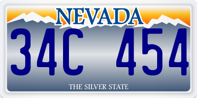 NV license plate 34C454