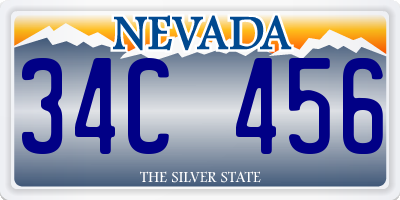 NV license plate 34C456