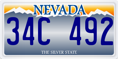 NV license plate 34C492