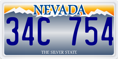 NV license plate 34C754