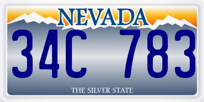 NV license plate 34C783
