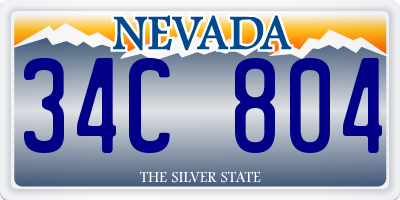NV license plate 34C804